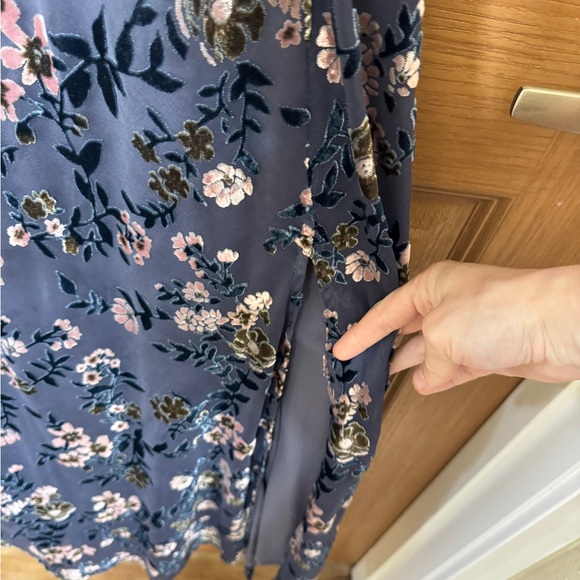 Lulus Divine Allure Slate Blue Floral Burnout Velvet Midi Dress - Picture 6 of 6